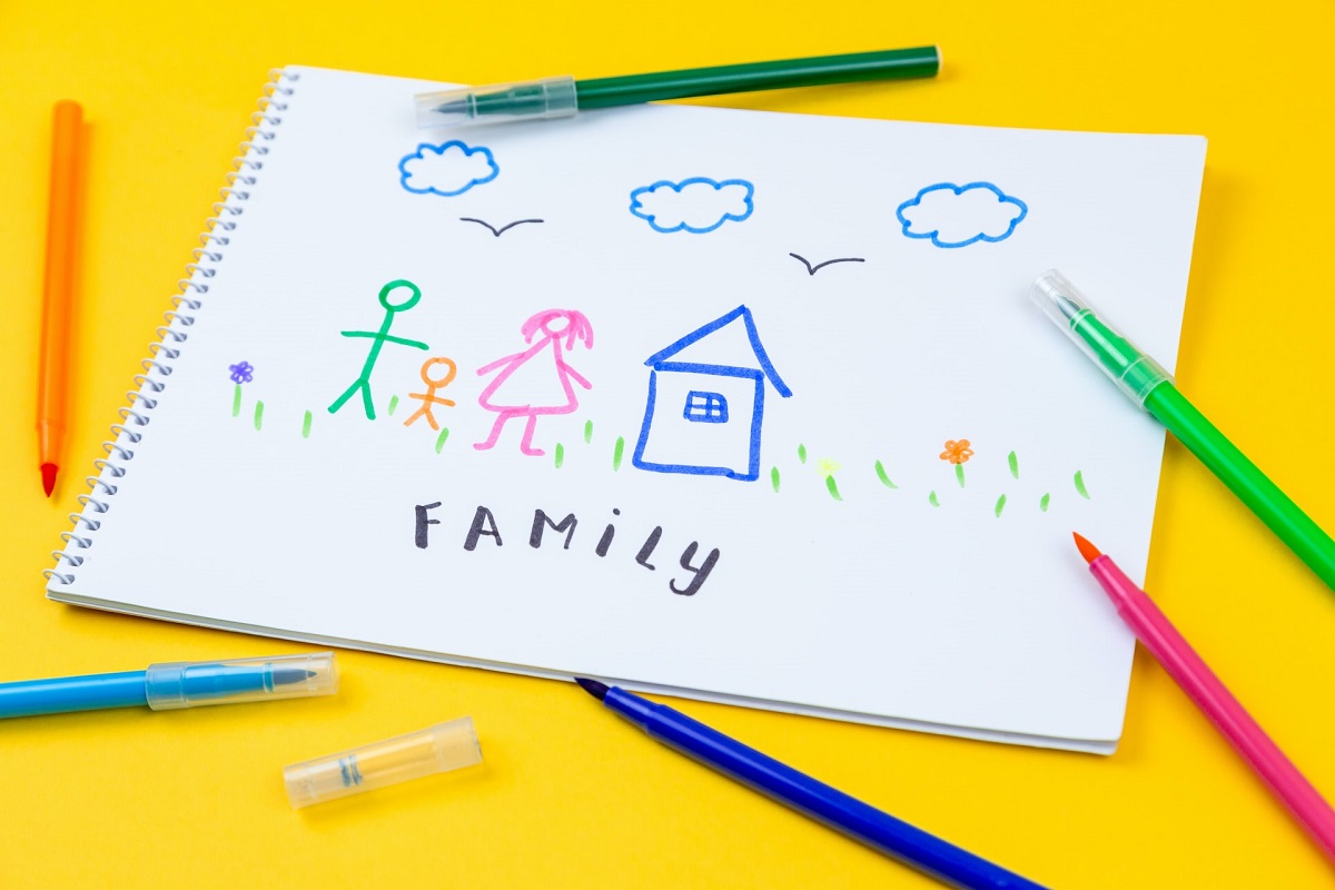 young child's drawing of a family